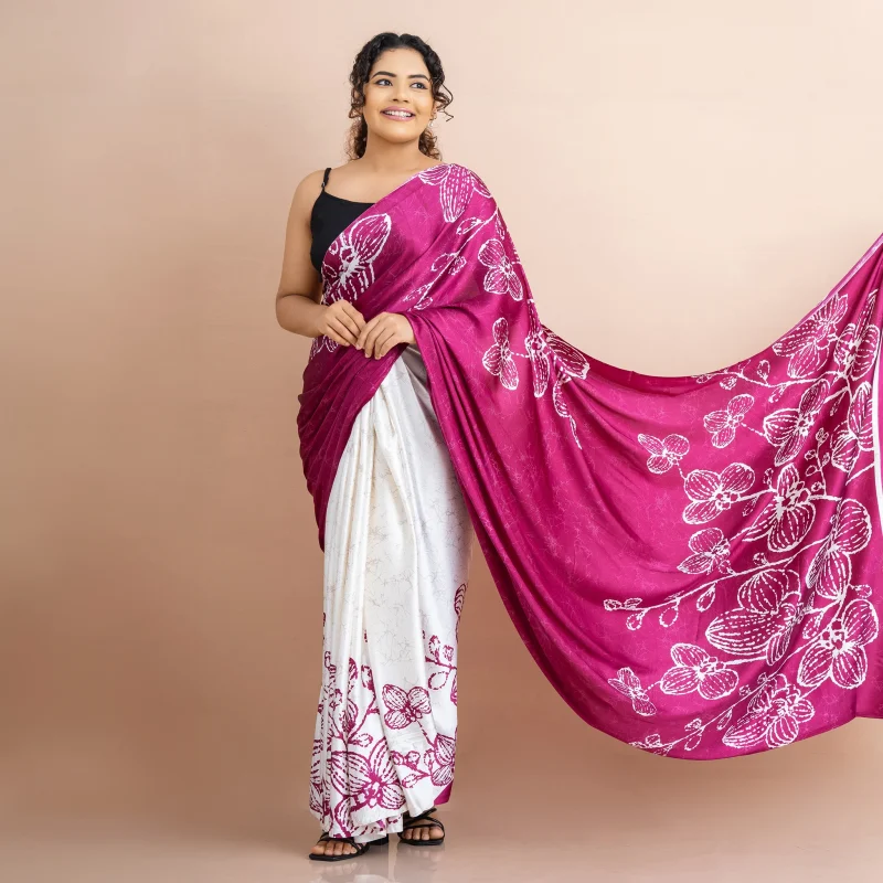 Silk Bathik Saree  - SB0014 - Image 4