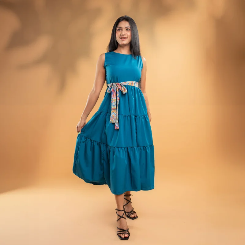 Mesh High Neck Midi Dress - Image 3