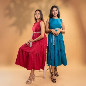 Mesh High Neck Midi Dress