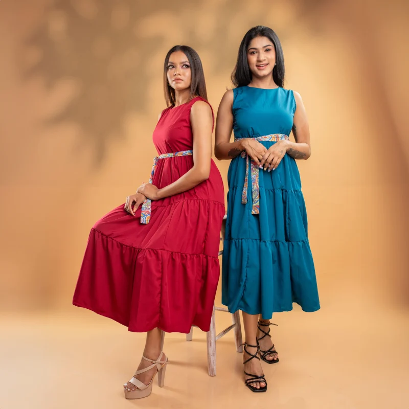 Mesh High Neck Midi Dress