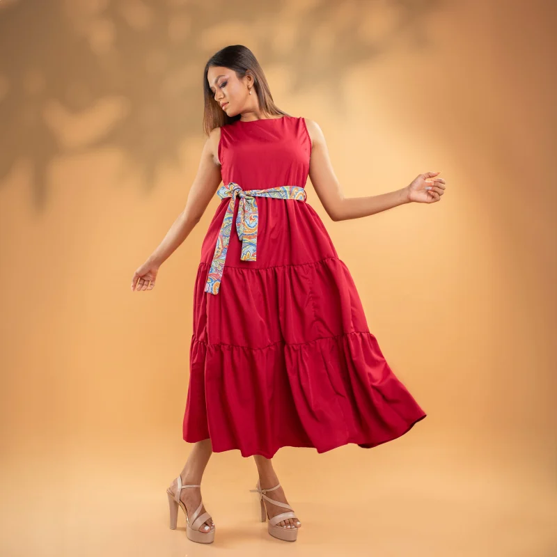 Mesh High Neck Midi Dress - Image 4