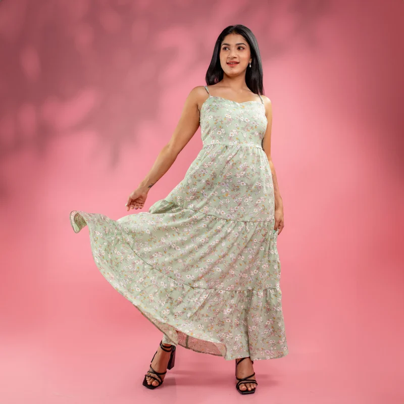 Sky Floral Maxi Dress - Image 3