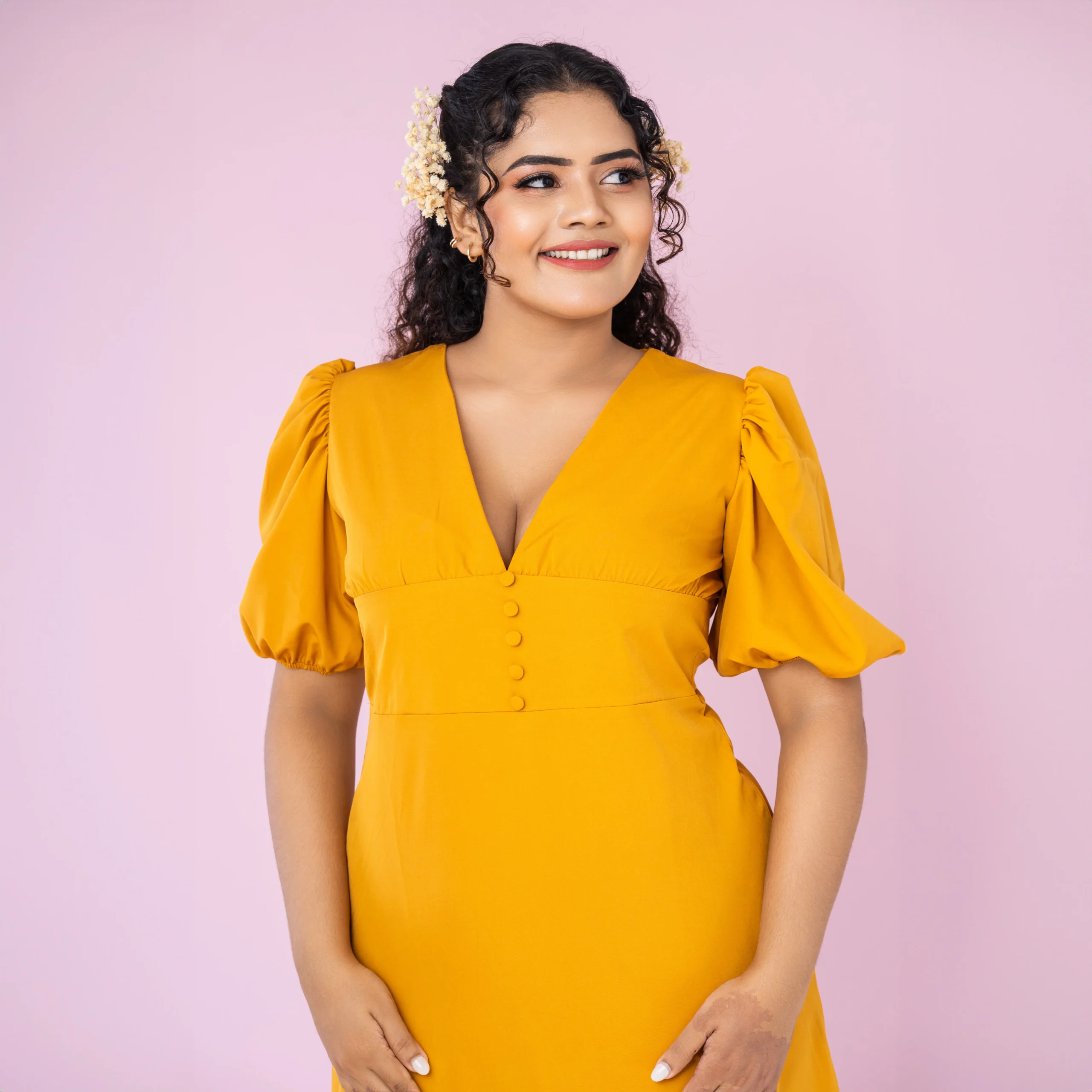 Helan V Neck Midi Frock