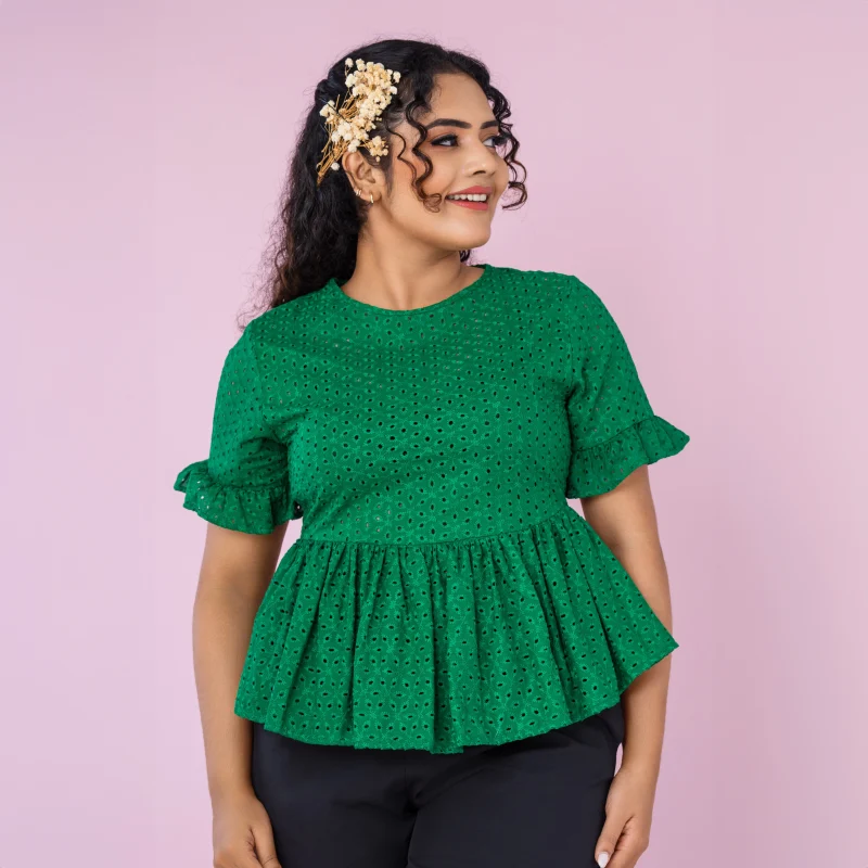 Valerie Embroidered Peplum Shell Top - Image 6