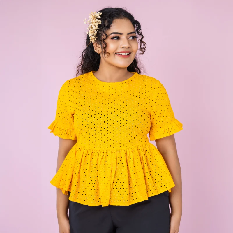 Valerie Embroidered Peplum Shell Top