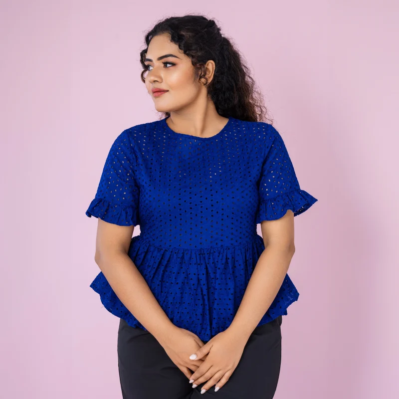 Valerie Embroidered Peplum Shell Top - Image 2