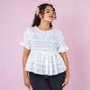 Valerie Embroidered Peplum Shell Top - Image 3