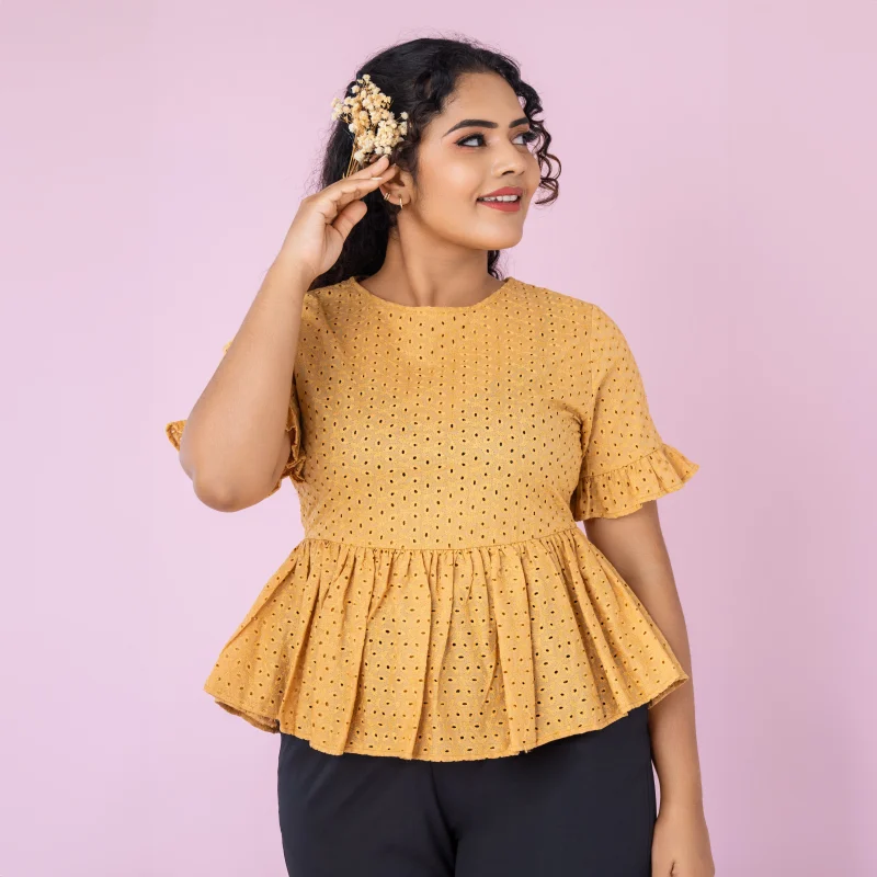 Valerie Embroidered Peplum Shell Top - Image 5
