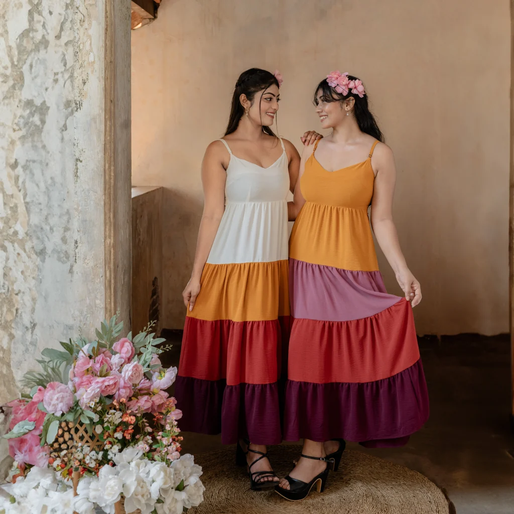 Oleena Four Colors Maxi Dress available at Gaya.lk in Sri Lanka
