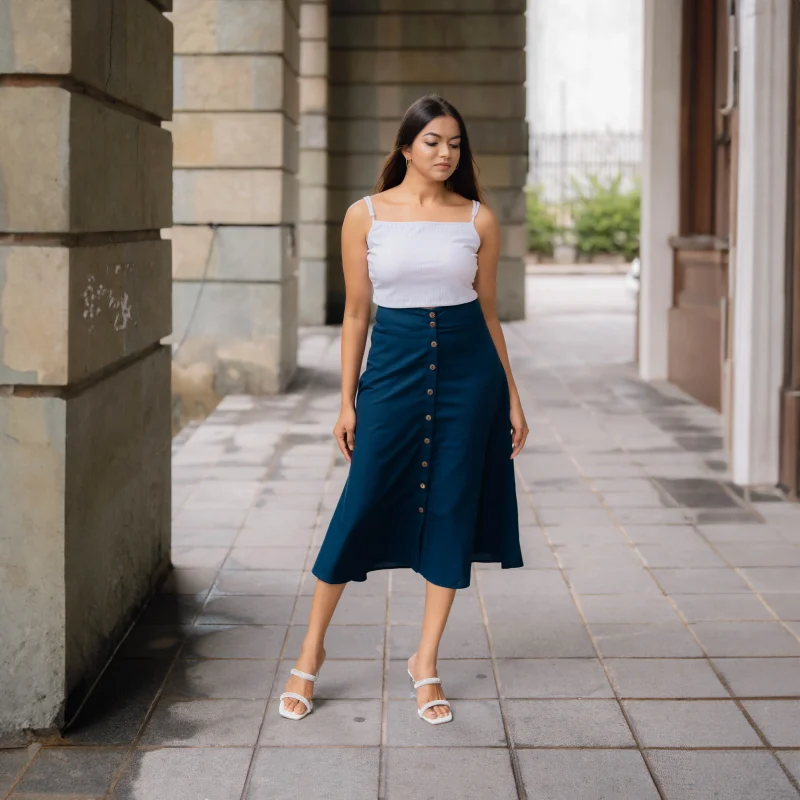 Aura Front Button Linen Skirt - Image 6