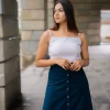 Aura Front Button Linen Skirt - Image 5