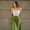 Aura Front Button Linen Skirt - Image 3