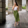 Aura Front Button Linen Skirt - Image 4