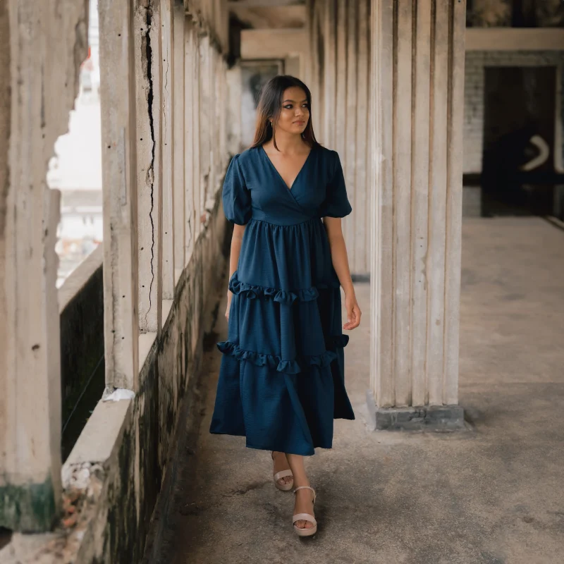 Gabbie Cross-Over Midi Dress - Image 5
