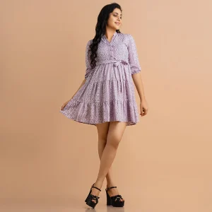 Printed Tiered Babydoll Dress