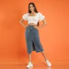 Puff Sleeve Denim Midi Ensemble