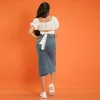 Puff Sleeve Denim Midi Ensemble - Image 3