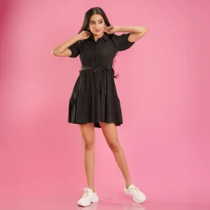 Button-Up Tiered Mini Dress