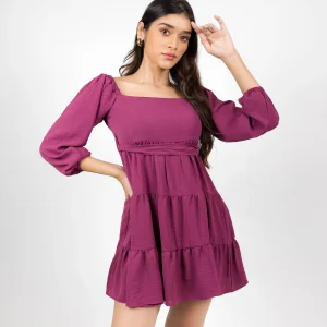 Classic Square Neck Mini Dress