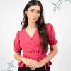 Elegant Wrap Peplum Top - Image 3