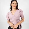Elegant Wrap Peplum Top - Image 2