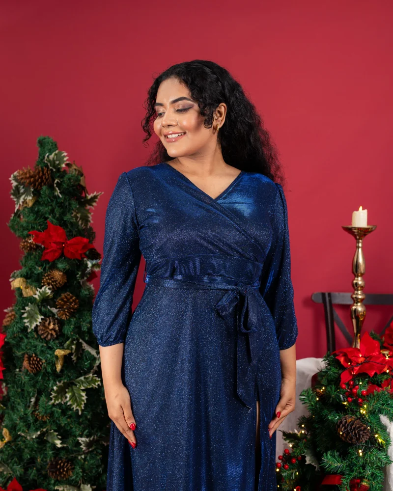 Holiday Glam Wrap Dress - Image 2
