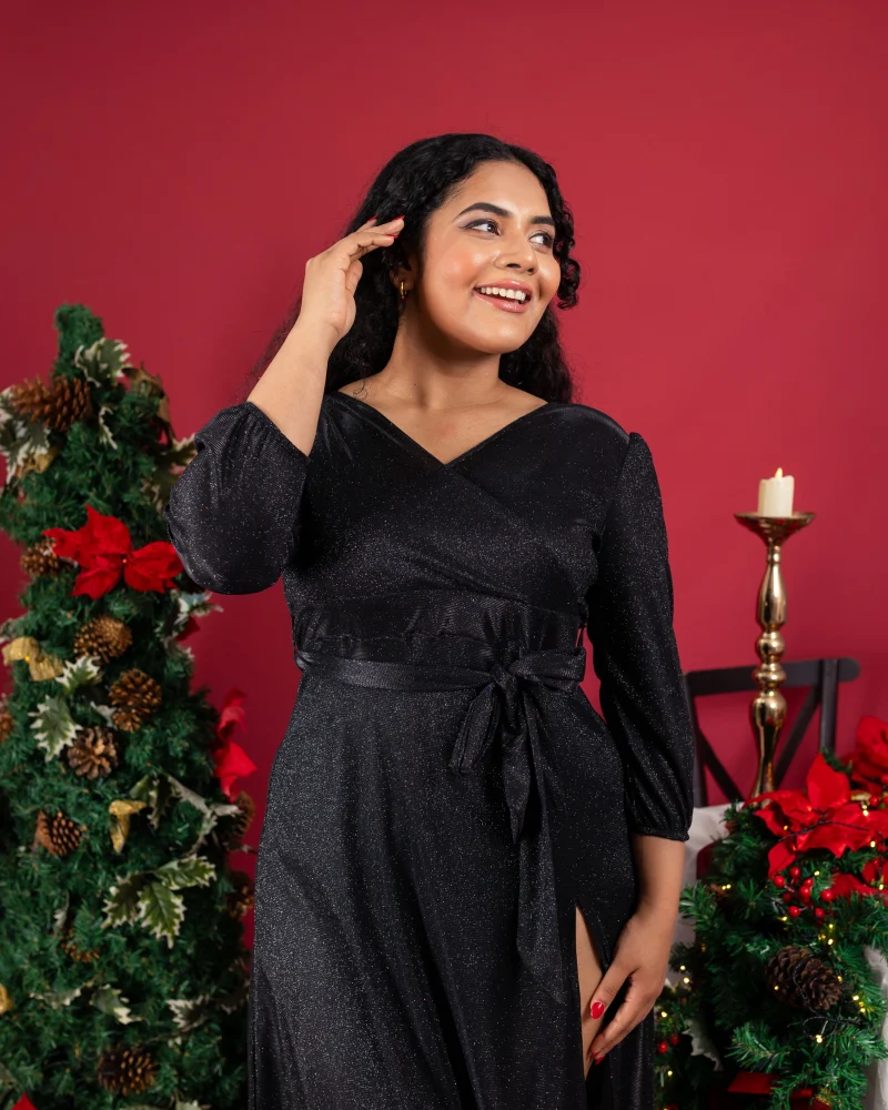 Holiday Glam Wrap Dress - Image 8