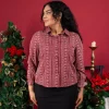 Holiday Glam Printed Shirt Dress