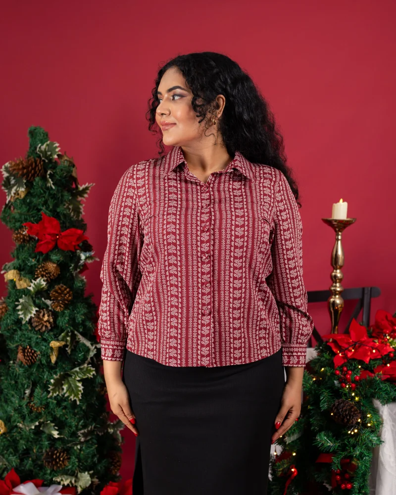 Holiday Glam Printed Shirt Dress