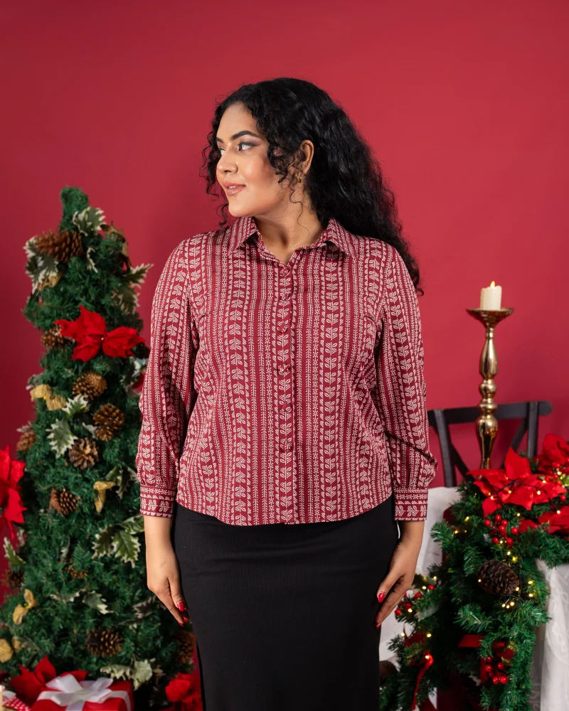 Holiday Glam Printed Shirt Dress - Image 3