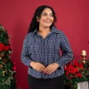 Holiday Glam Printed Shirt Dress - Image 6