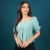 Gathered Elegance Peplum Top - Image 2