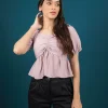 Gathered Elegance Peplum Top - Image 8
