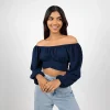 Off-Shoulder Ruched Crop Top - Image 8