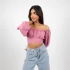 Off-Shoulder Ruched Crop Top - Image 10