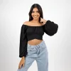 Off-Shoulder Ruched Crop Top - Image 2