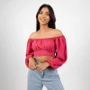 Off-Shoulder Ruched Crop Top - Image 4