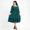 Elegance Tie-Belt Midi Dress - Image 6