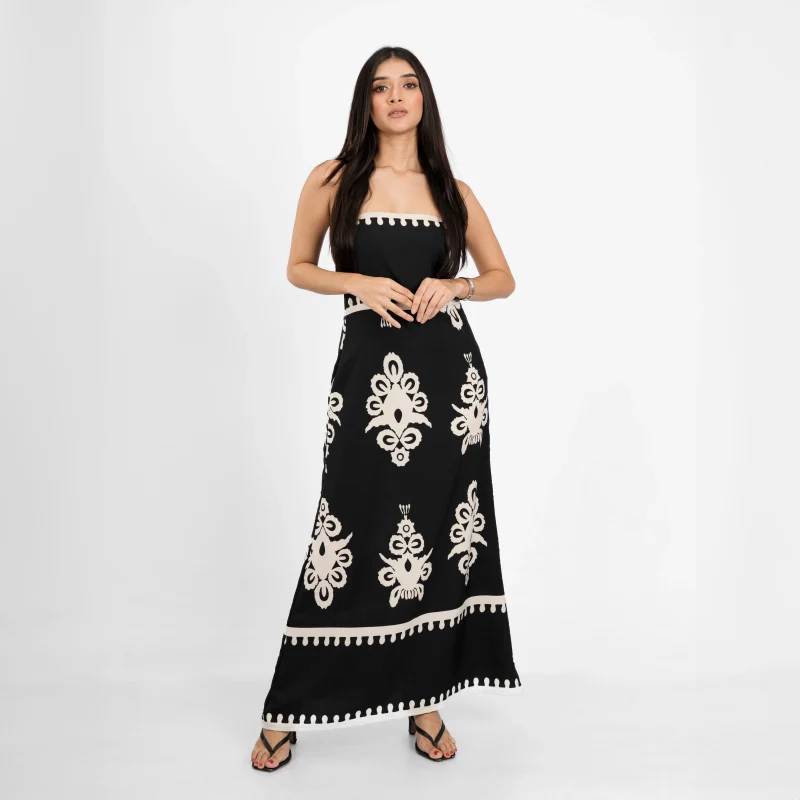 Patterned Bandeau Maxi Dress - Image 3