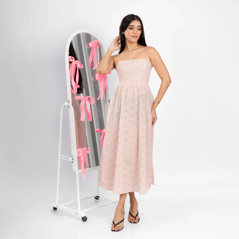 Eyelet Bandeau Midi Dress - Image 6