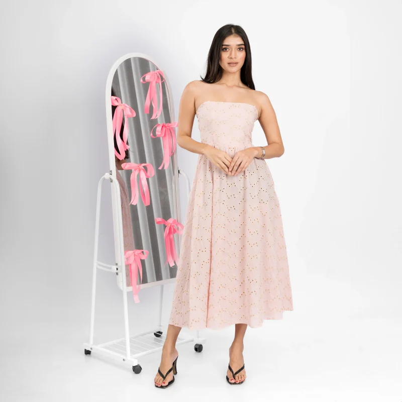 Eyelet Bandeau Midi Dress - Image 4
