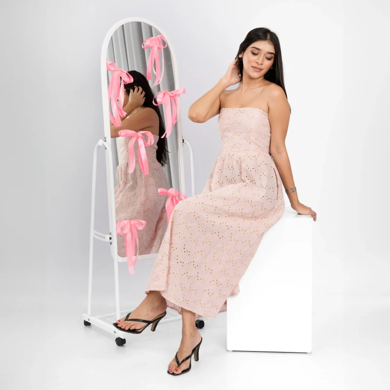 Eyelet Bandeau Midi Dress - Image 5