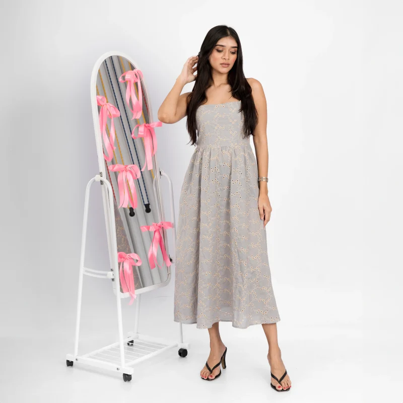 Eyelet Bandeau Midi Dress - Image 3
