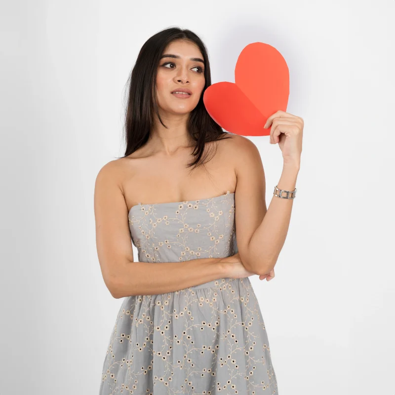 Eyelet Bandeau Midi Dress - Image 2