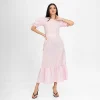 Elegant Checkered Ruffle Midi Dress - Image 3
