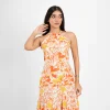Graceful Halter-Neck Tiered Dress