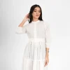 Graceful Eyelet Tiered Midi Dress - Image 3