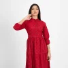 Graceful Eyelet Tiered Midi Dress - Image 5