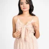 Charming Bow-Tie Checkered Maxi Dress - Image 4