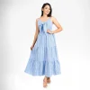 Charming Bow-Tie Checkered Maxi Dress - Image 7